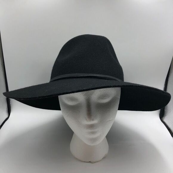 Phenix Women's Black Felt 100% Wool Wide Brim Floppy Sun Hat One Size Fits All - Picture 3 of 7